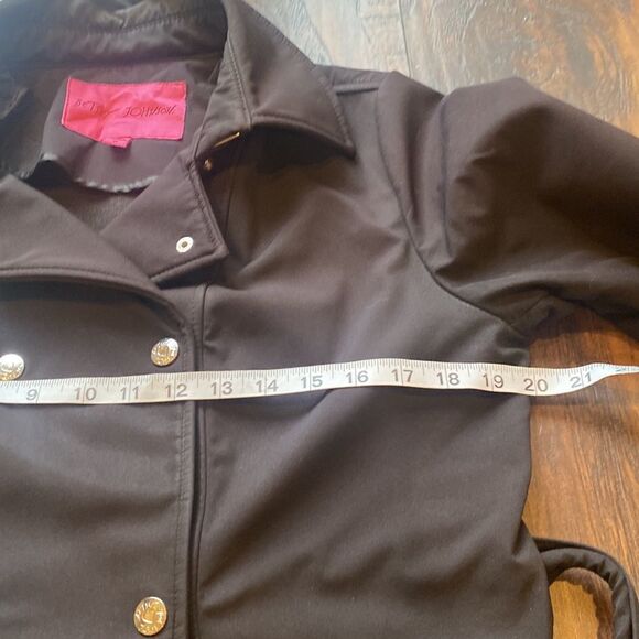 Betsey Johnson Double Breasted Belted Rain Jacket trench coat fleece lined EUC - Picture 7 of 11